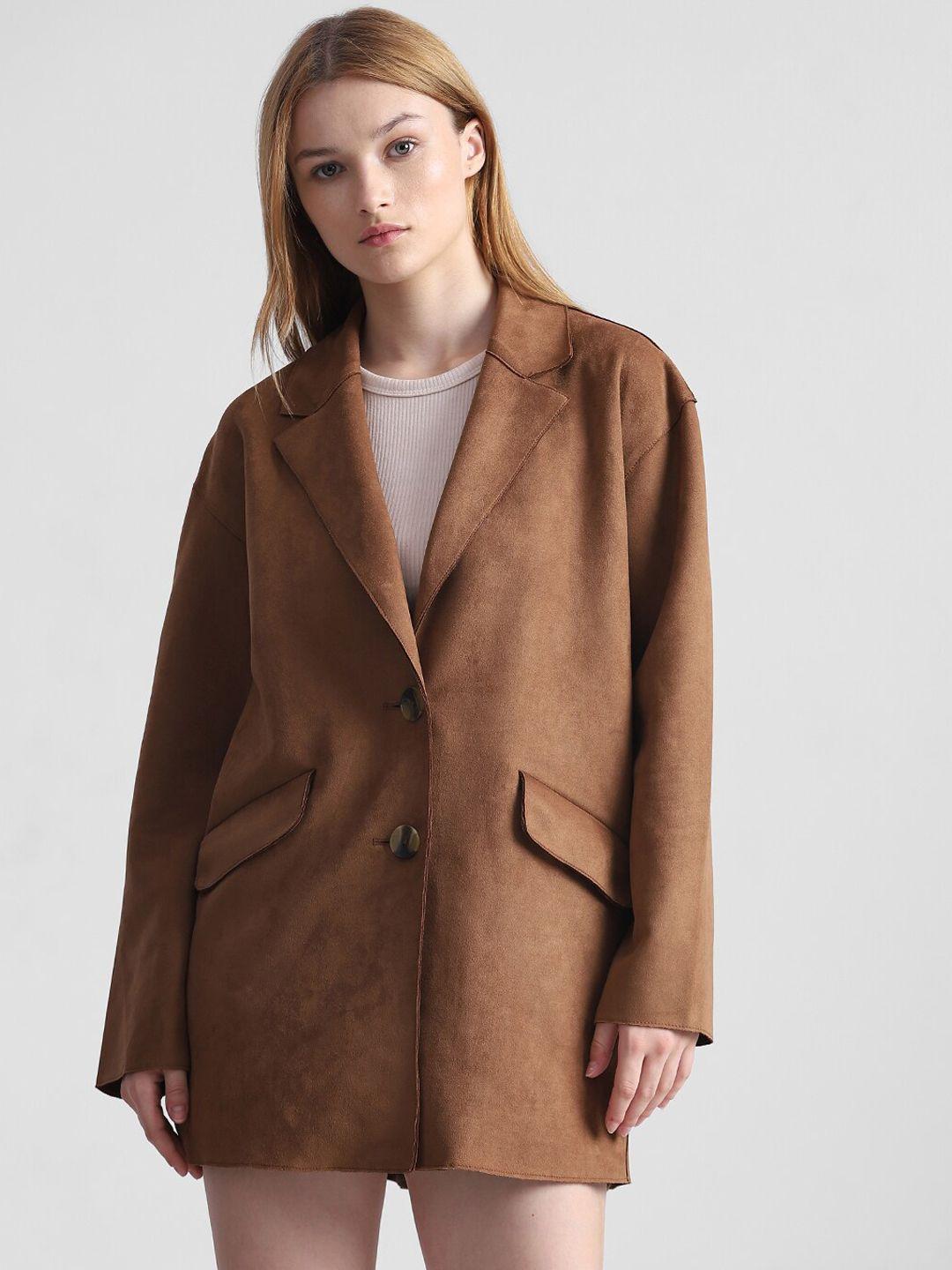 only single-breasted suede overcoat