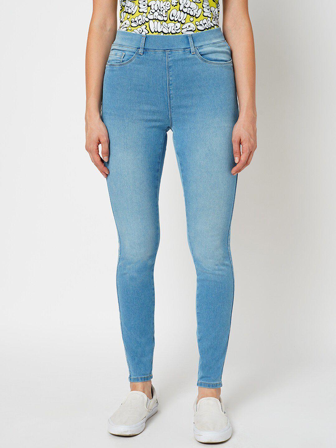 only skinny fit washed faded denim jeggings