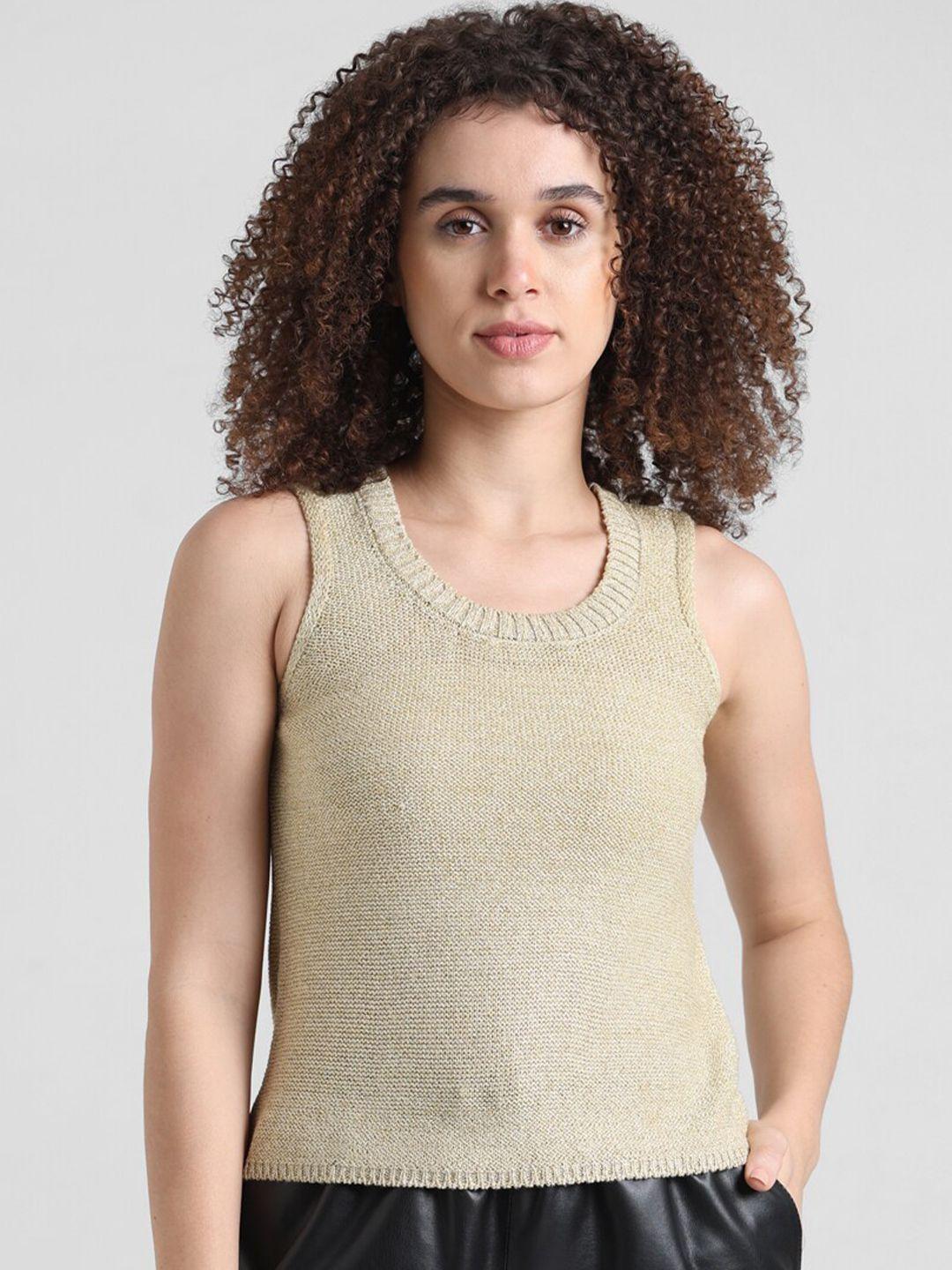 only sleeveless knitted crop tank top