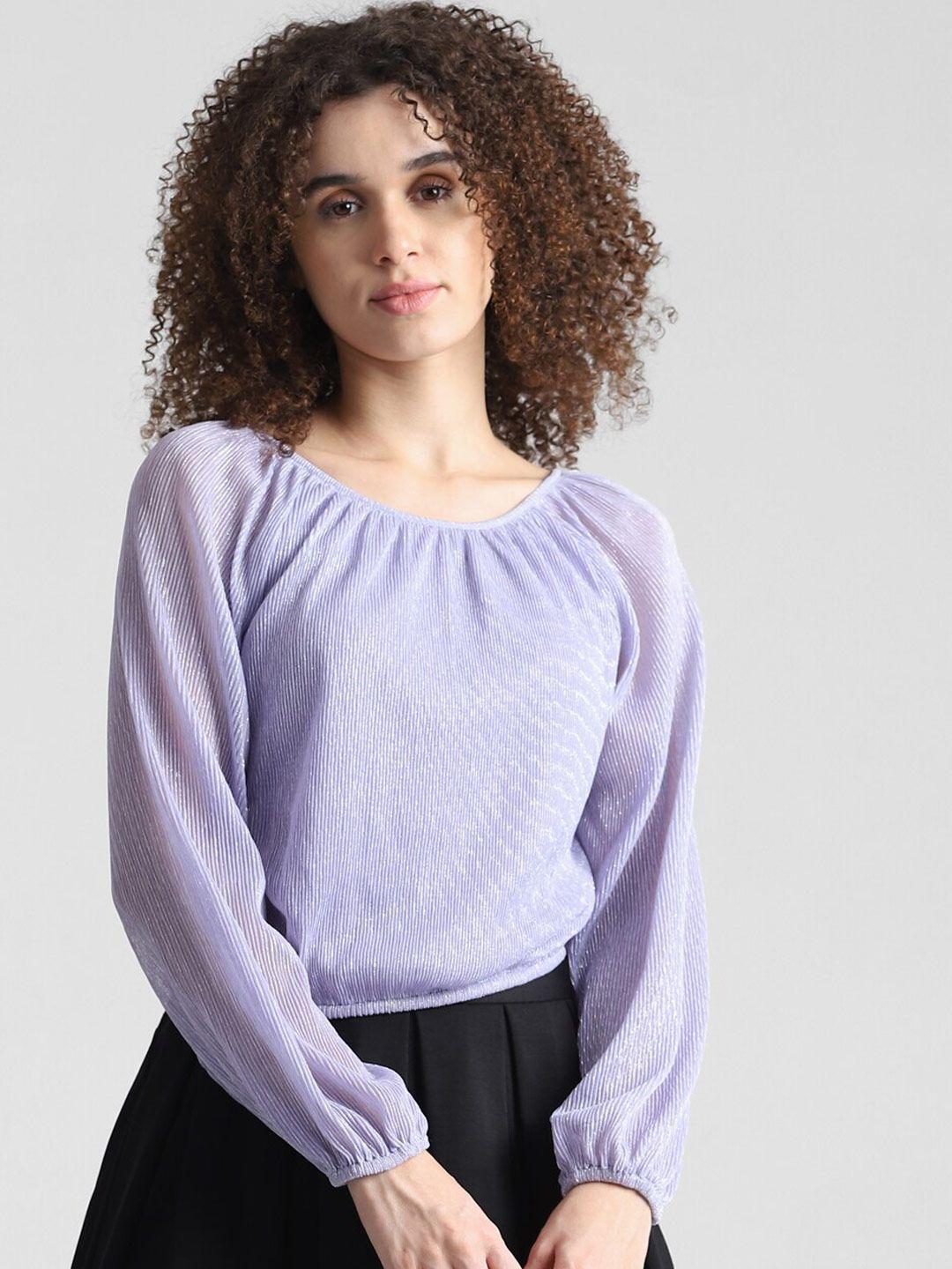 only striped round neck long sleeves top