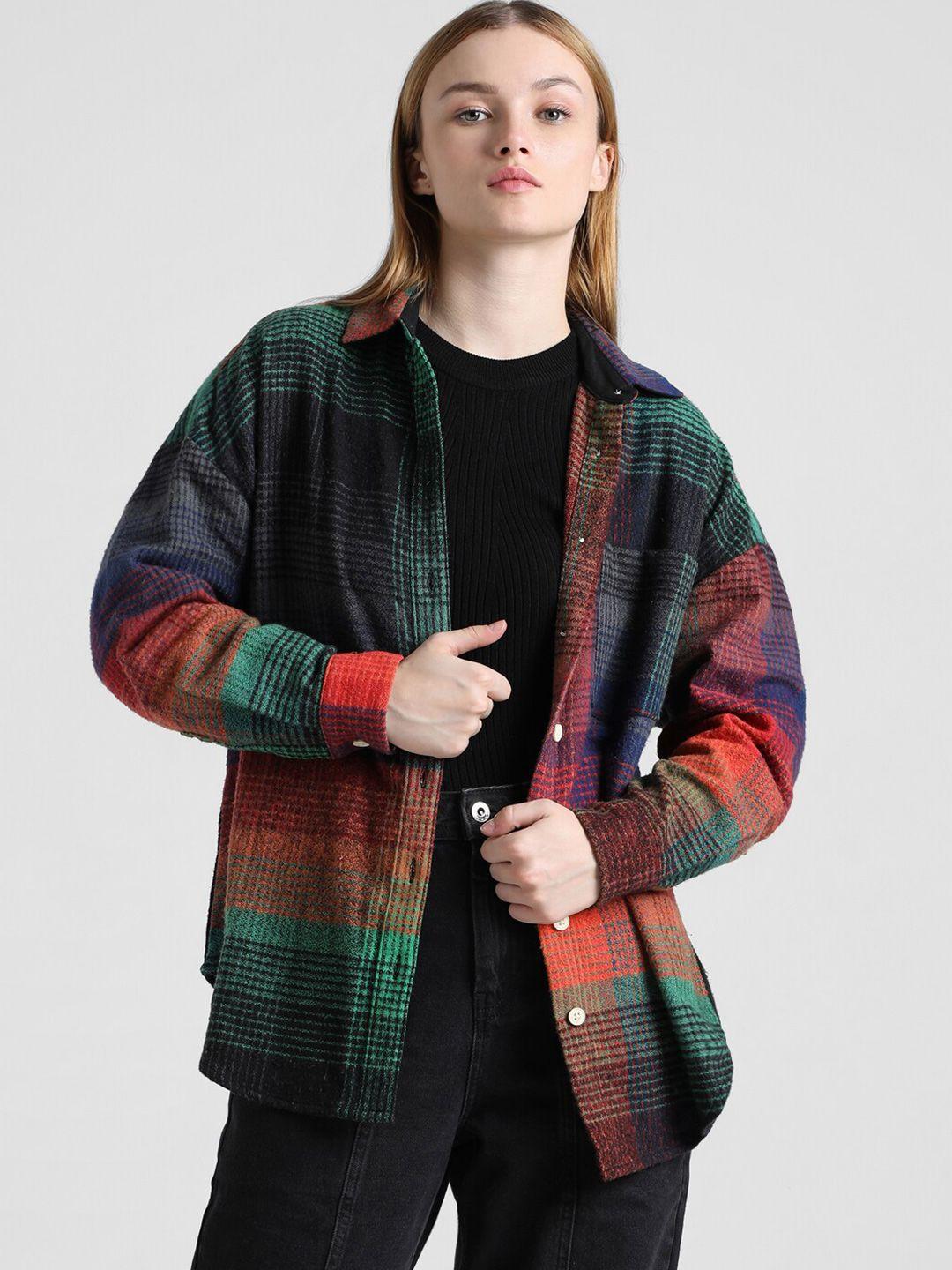 only tartan checked casual skacket