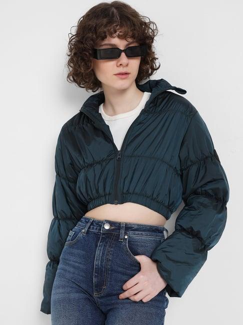 only teal relaxed fit puffer jacket