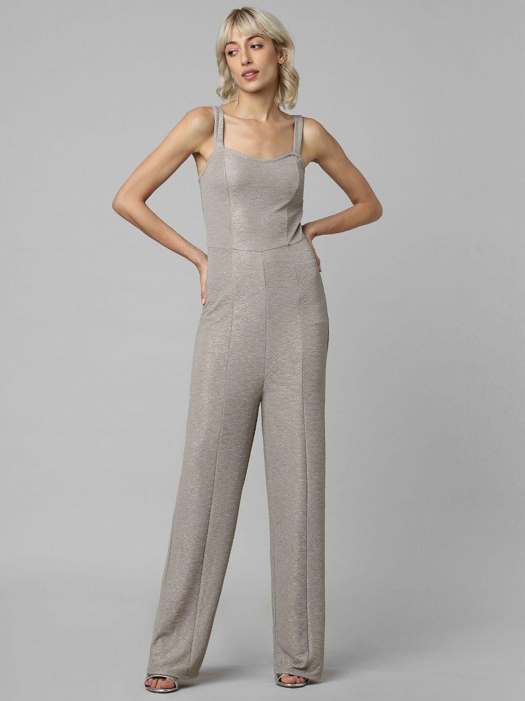 only textured cotton basic jumpsuit