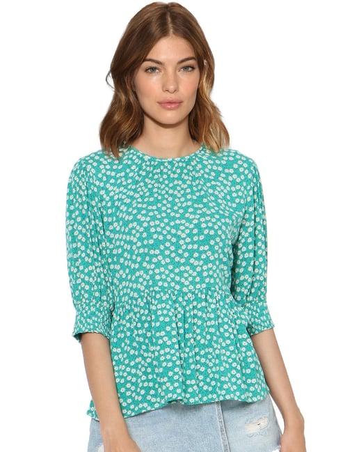 only turquoise printed peplum top