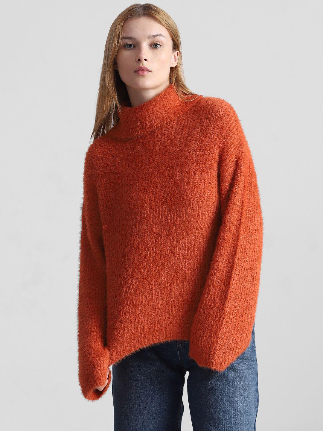only turtle neck pullover with fuzzy detail