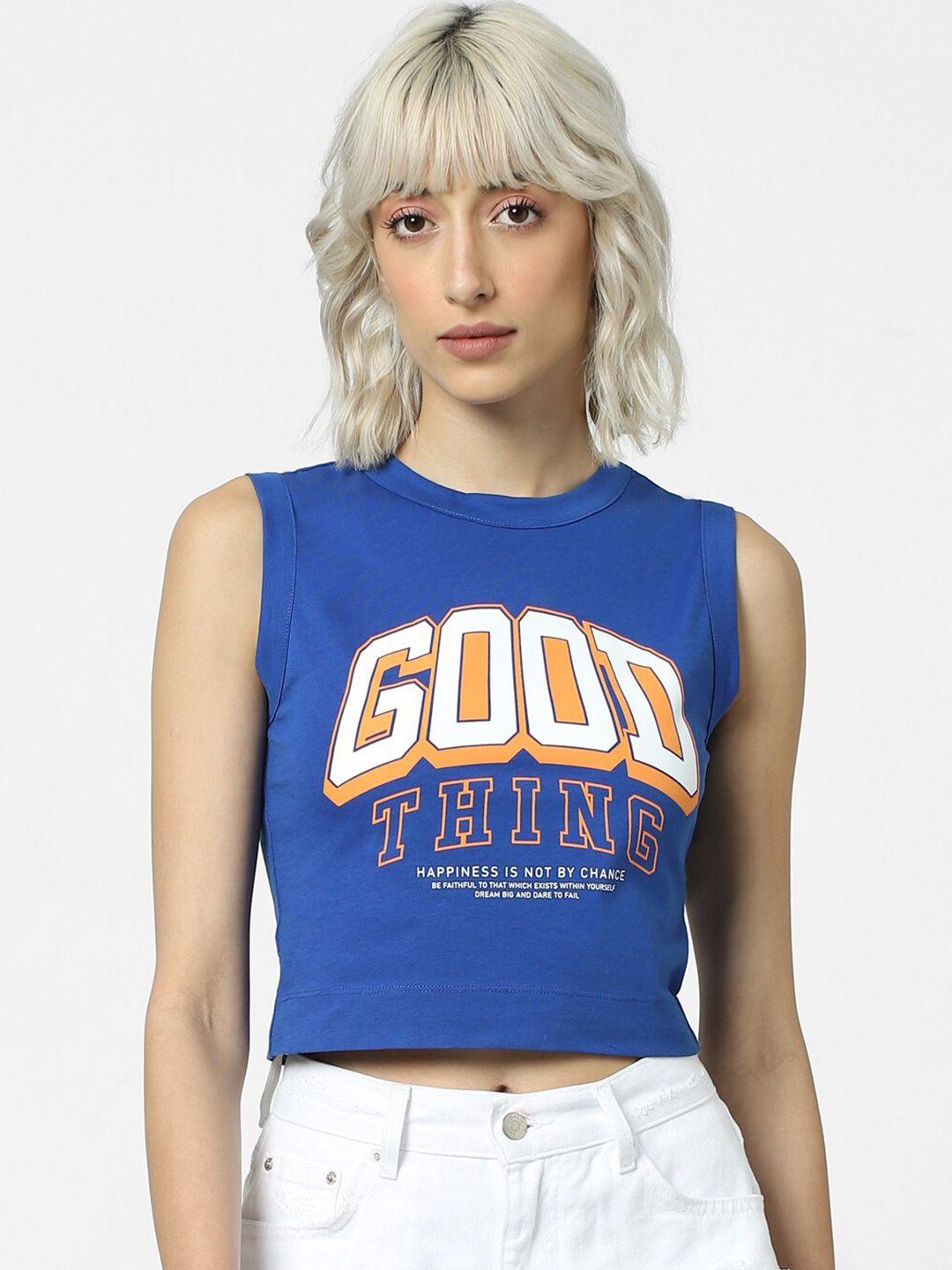 only typography printed cotton crop top