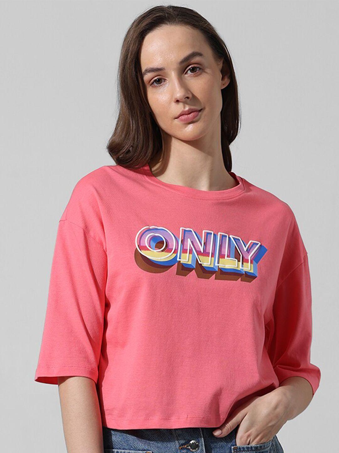 only typography printed pure cotton boxy t-shirt