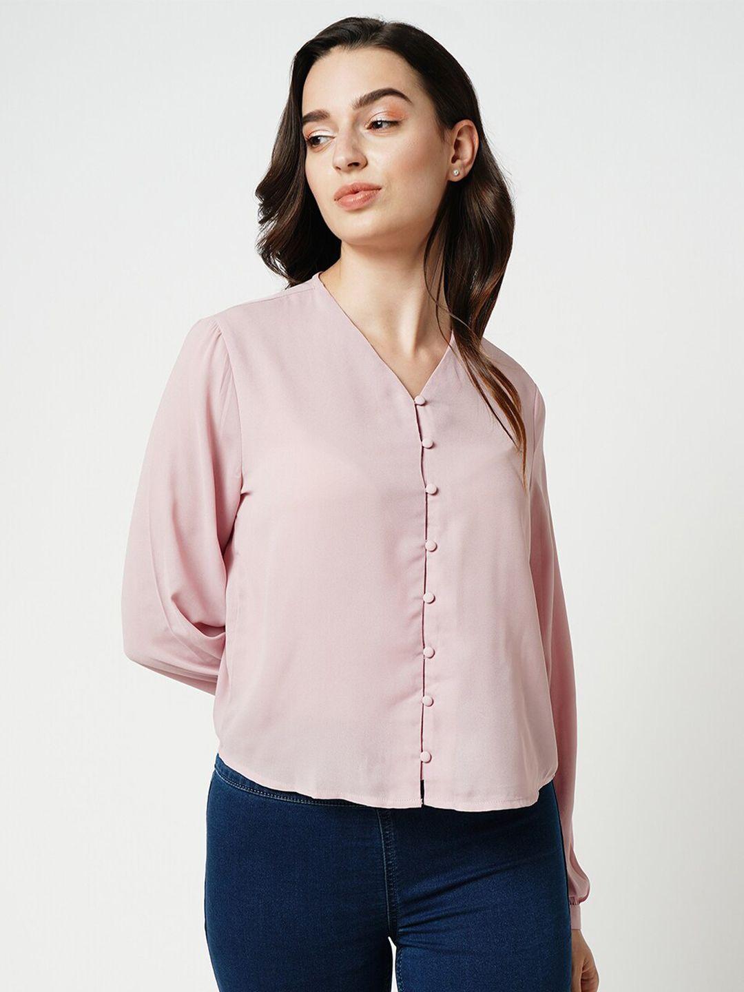 only v-neck cuffed sleeves shirt style top