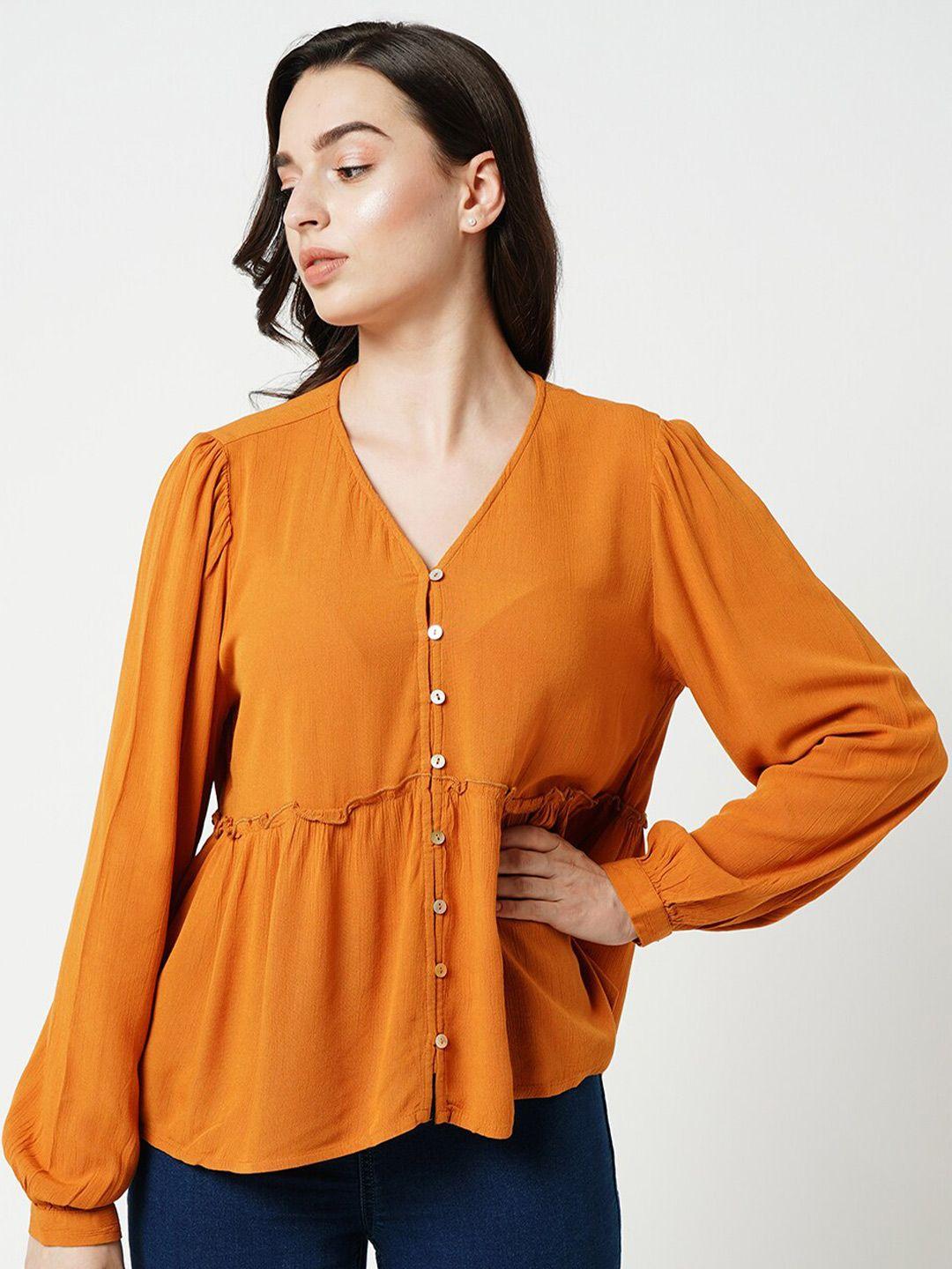 only v-neck gathered shirt style top