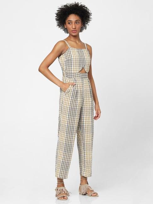 only white checks jumpsuit