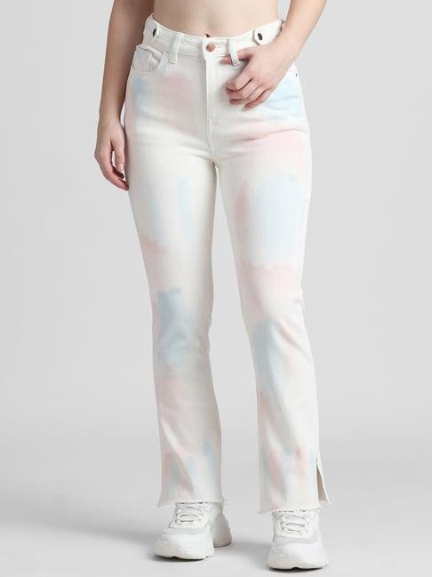 only white cotton mid rise jeans