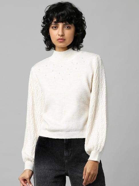 only white embellished pullover