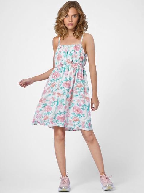 only white floral print skater dress