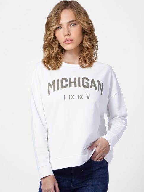 only white graphic print sweatshirt