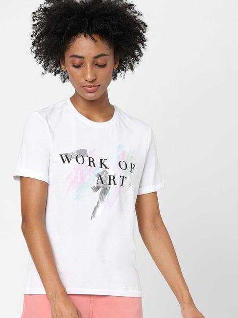 only white graphic print t-shirt