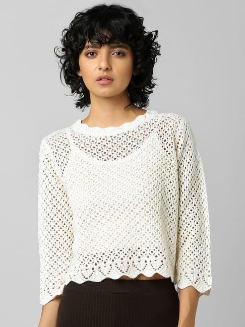 only white round neck sweater