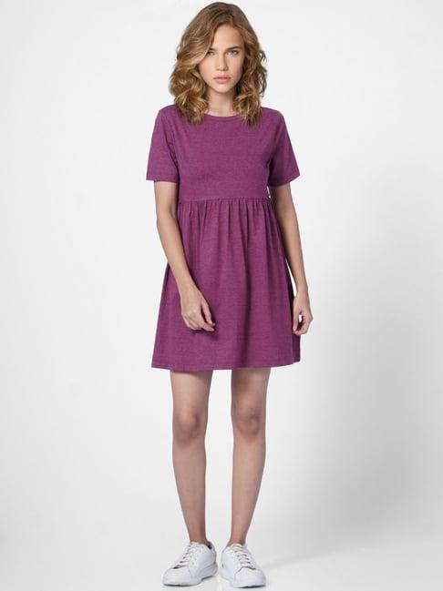 only wine cotton fit & flare dress