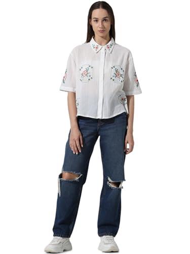 only women's floral regular fit shirt (15334605-cloud dancer_cloud