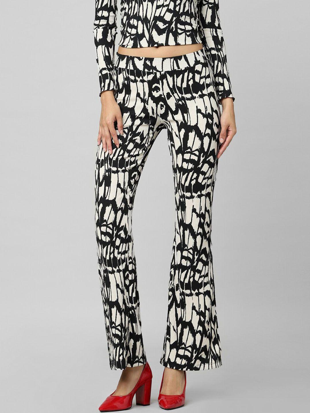 only women animal printed flared high-rise trousers