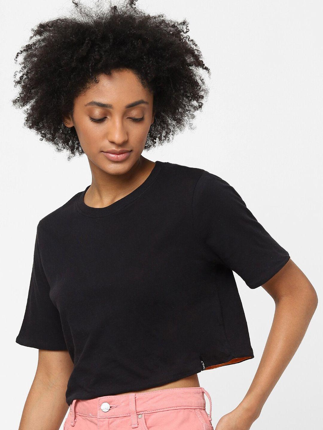 only women black cotton t-shirt