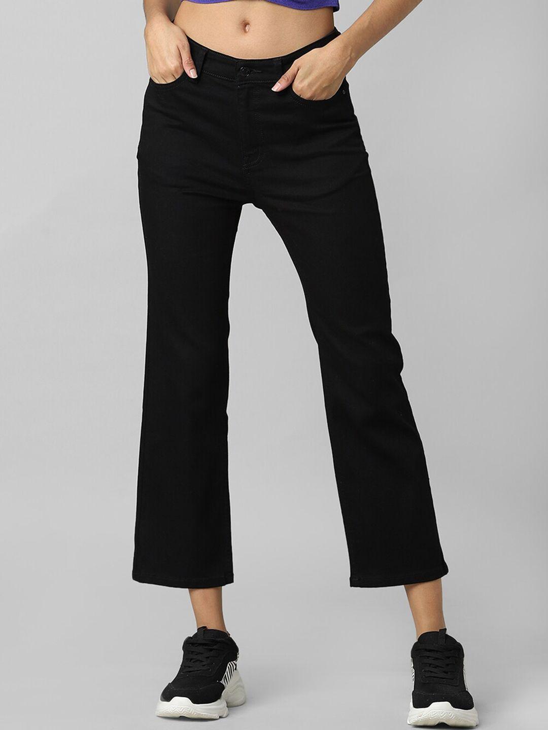 only women black flared high-rise jeans