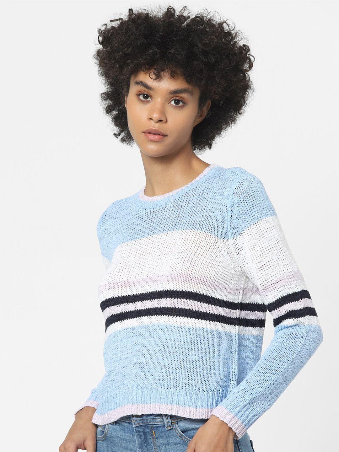 only women blue & black striped pullover