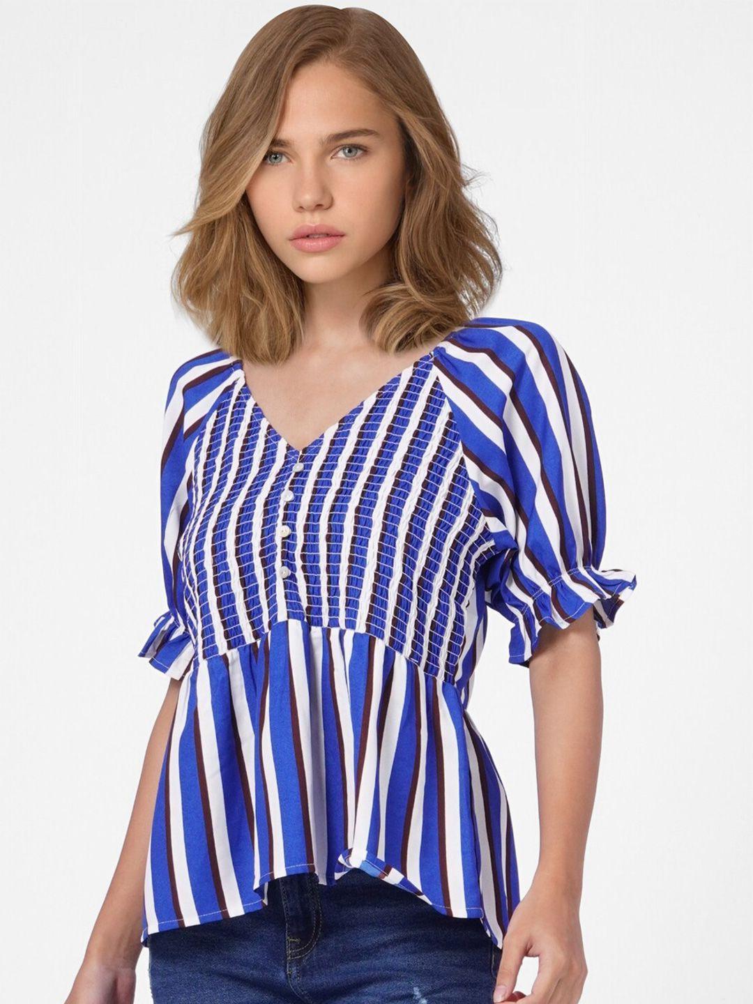 only women blue & white striped top