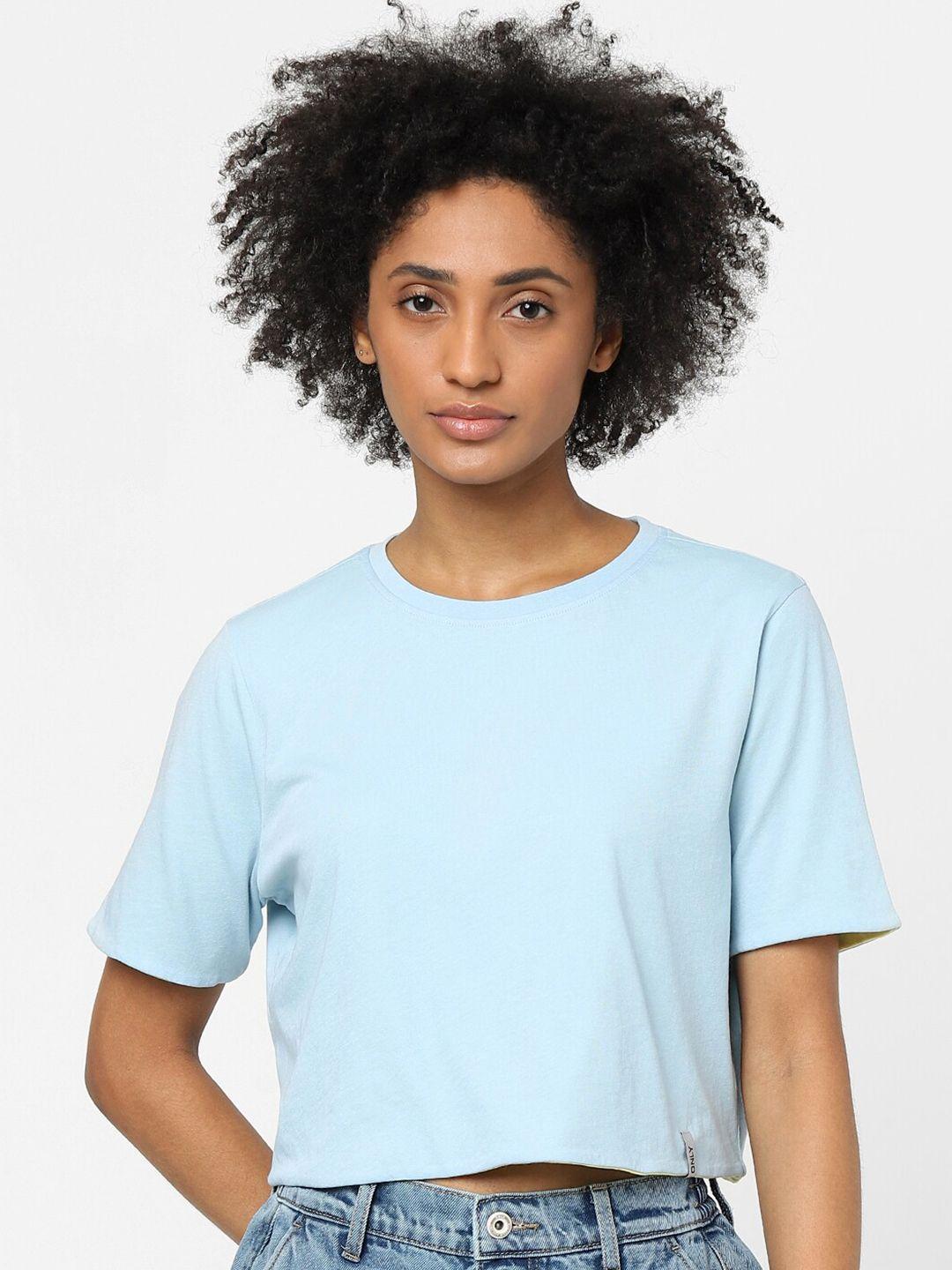 only women blue cotton t-shirt