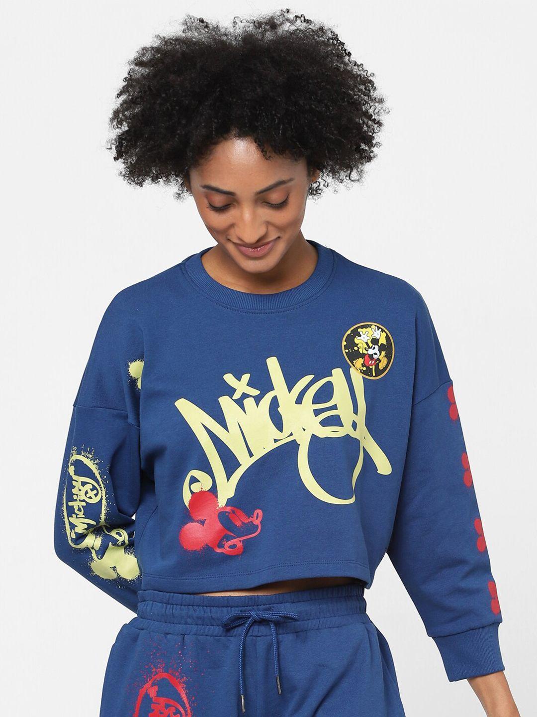 only women blue printed sweatshirt