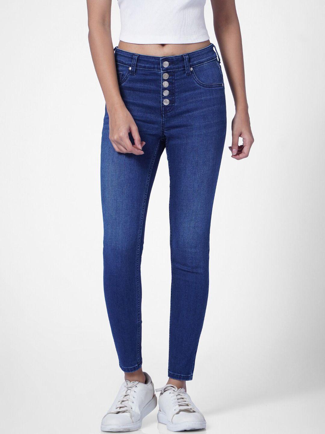 only women blue skinny fit high-rise jeans
