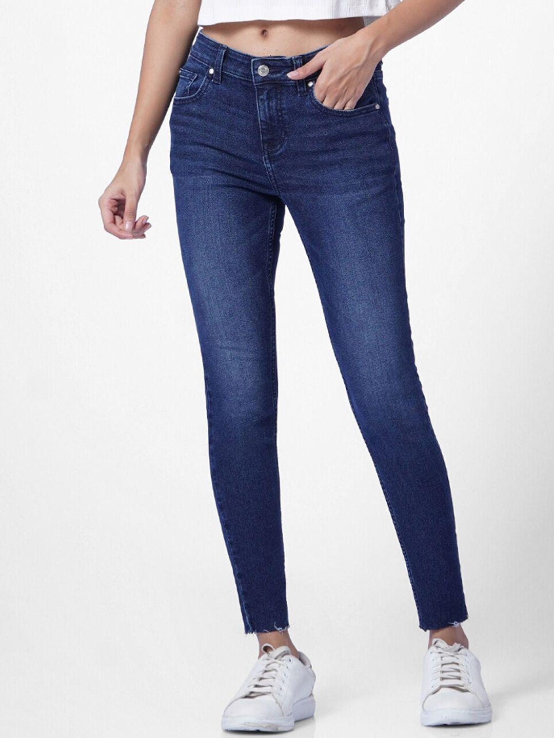 only women blue skinny fit light fade jeans