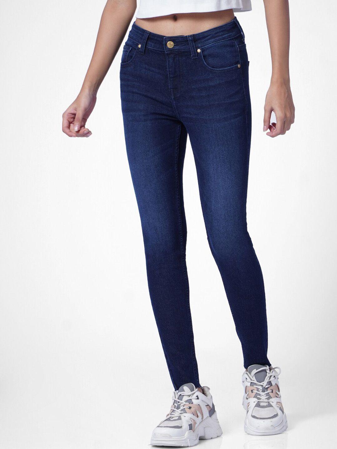 only women blue skinny fit light fade jeans