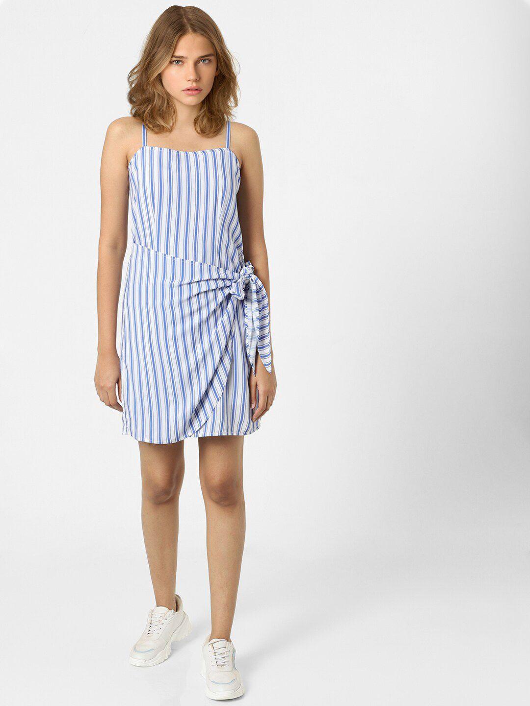 only women blue striped sheath dress