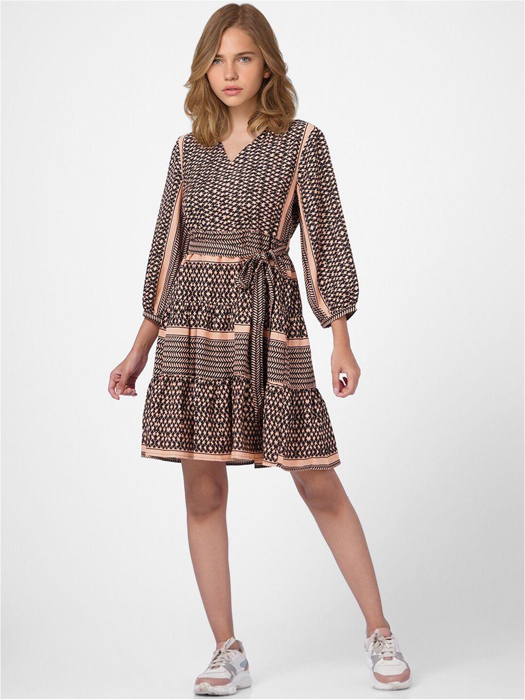 only women coral animal printed dress