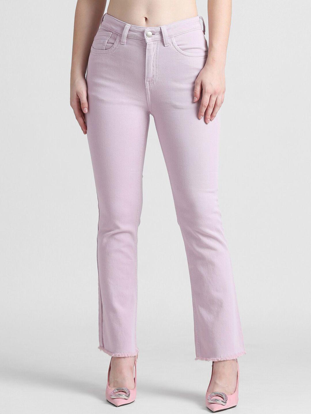 only women flared clean look high-rise pure cotton jeans