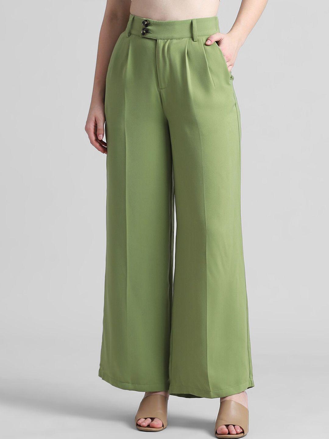 only women flared high-rise pleated trousers