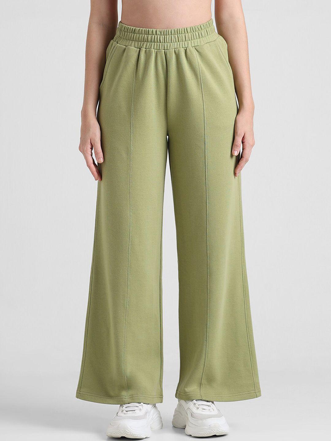 only women flared high-rise pure cotton parallel trousers