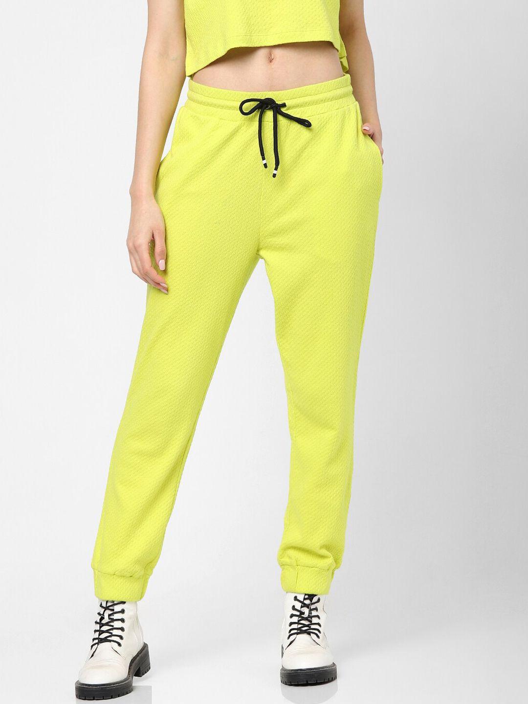 only women fluorescent green onlpopcorn joggers