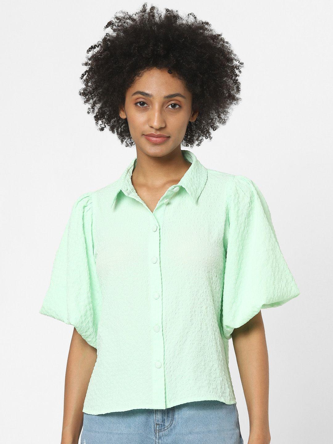 only women green casual shirt