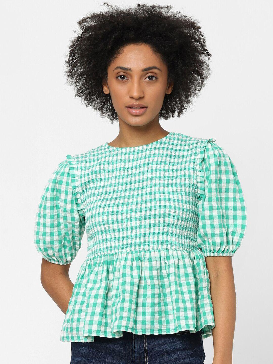 only women green checked top
