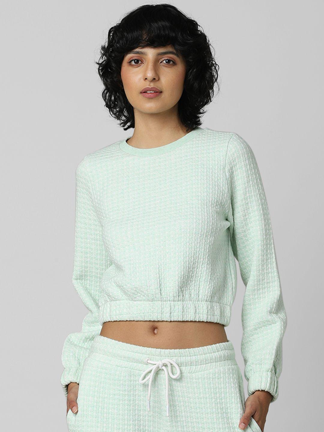 only women green cropped sweatshirt