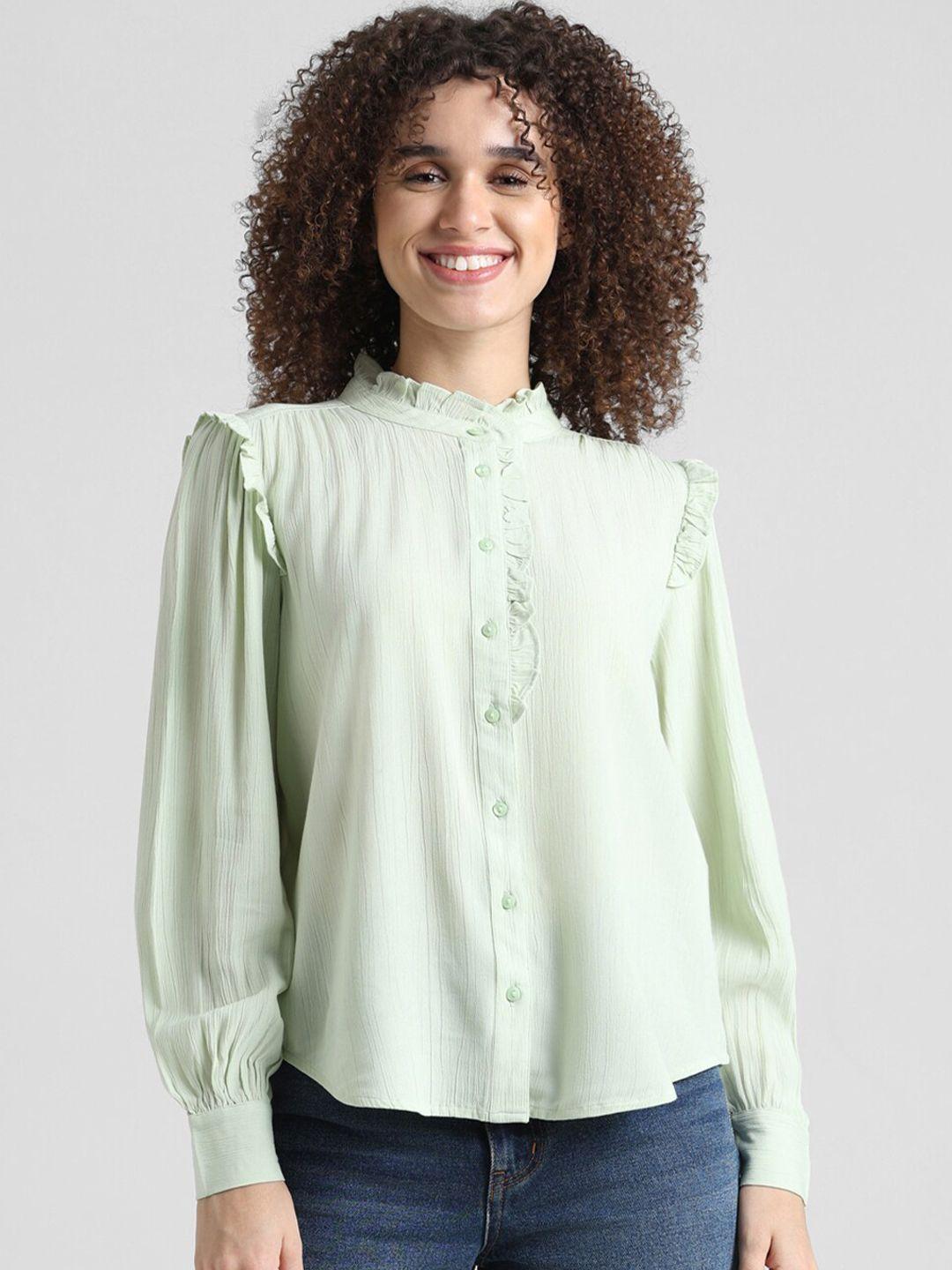 only women green opaque casual shirt