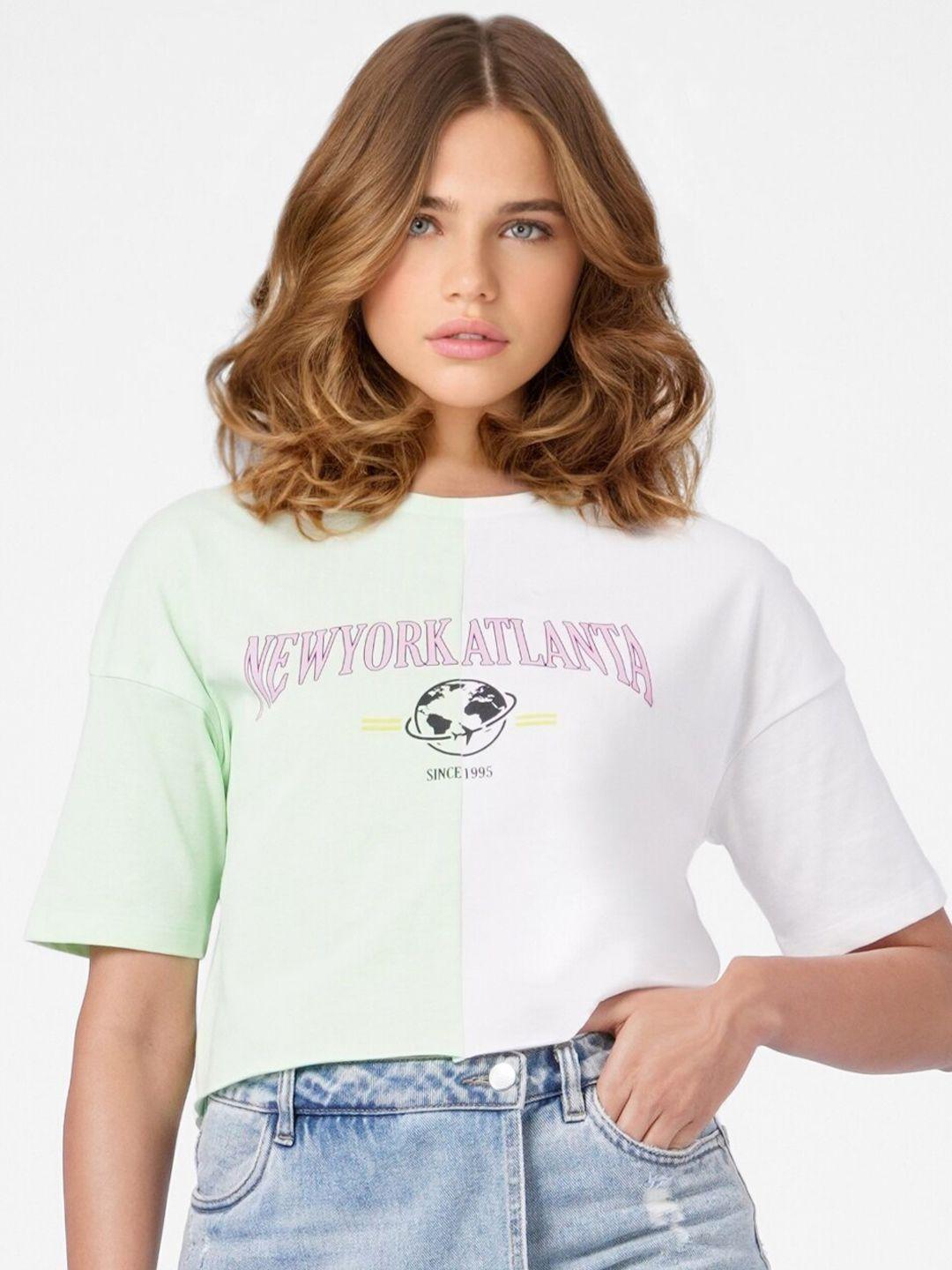 only women green printed t-shirt