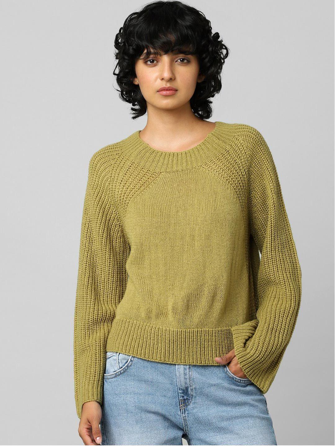 only women green wide sleeves pullover