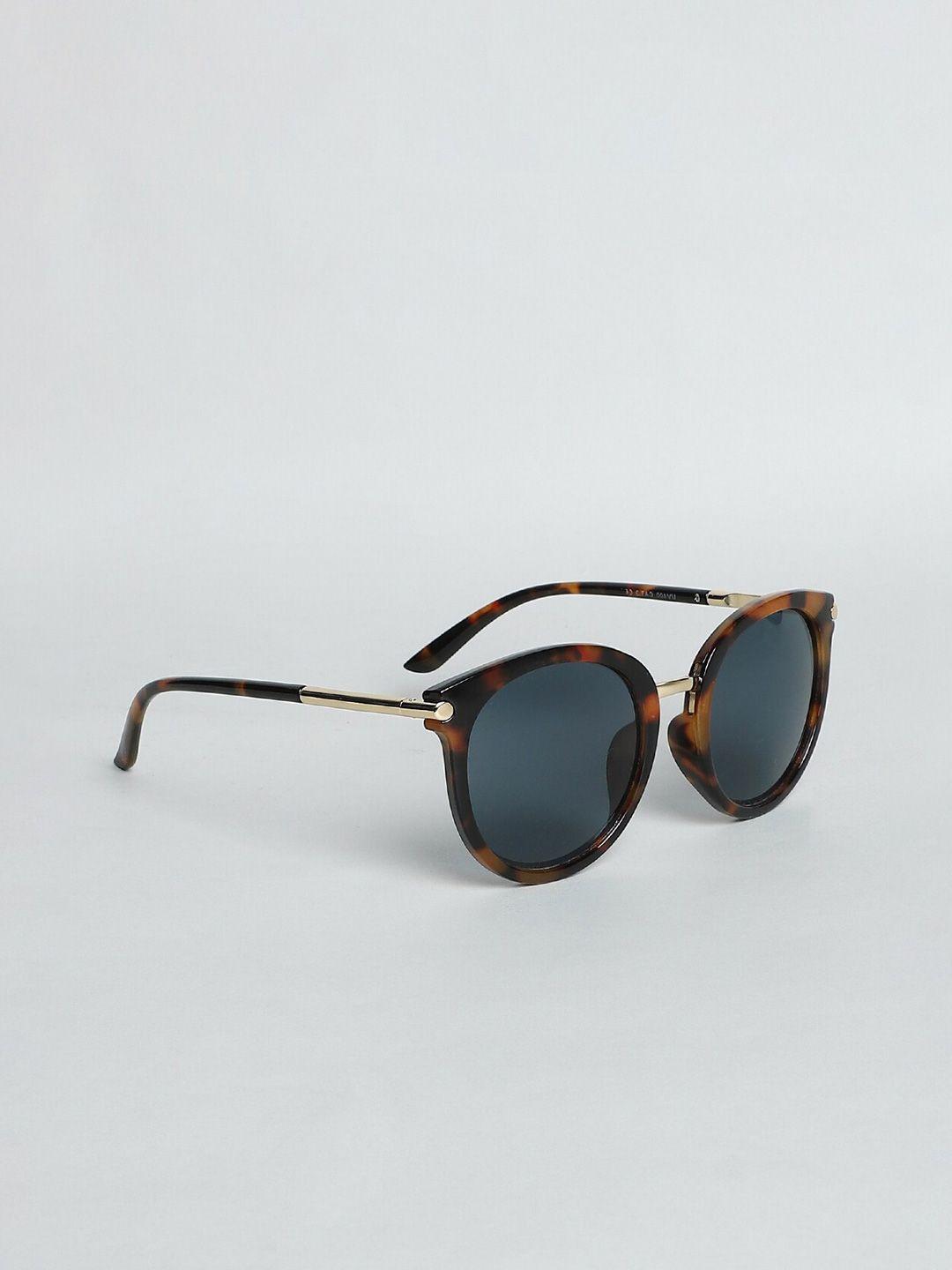only women grey lens & brown round sunglasses
