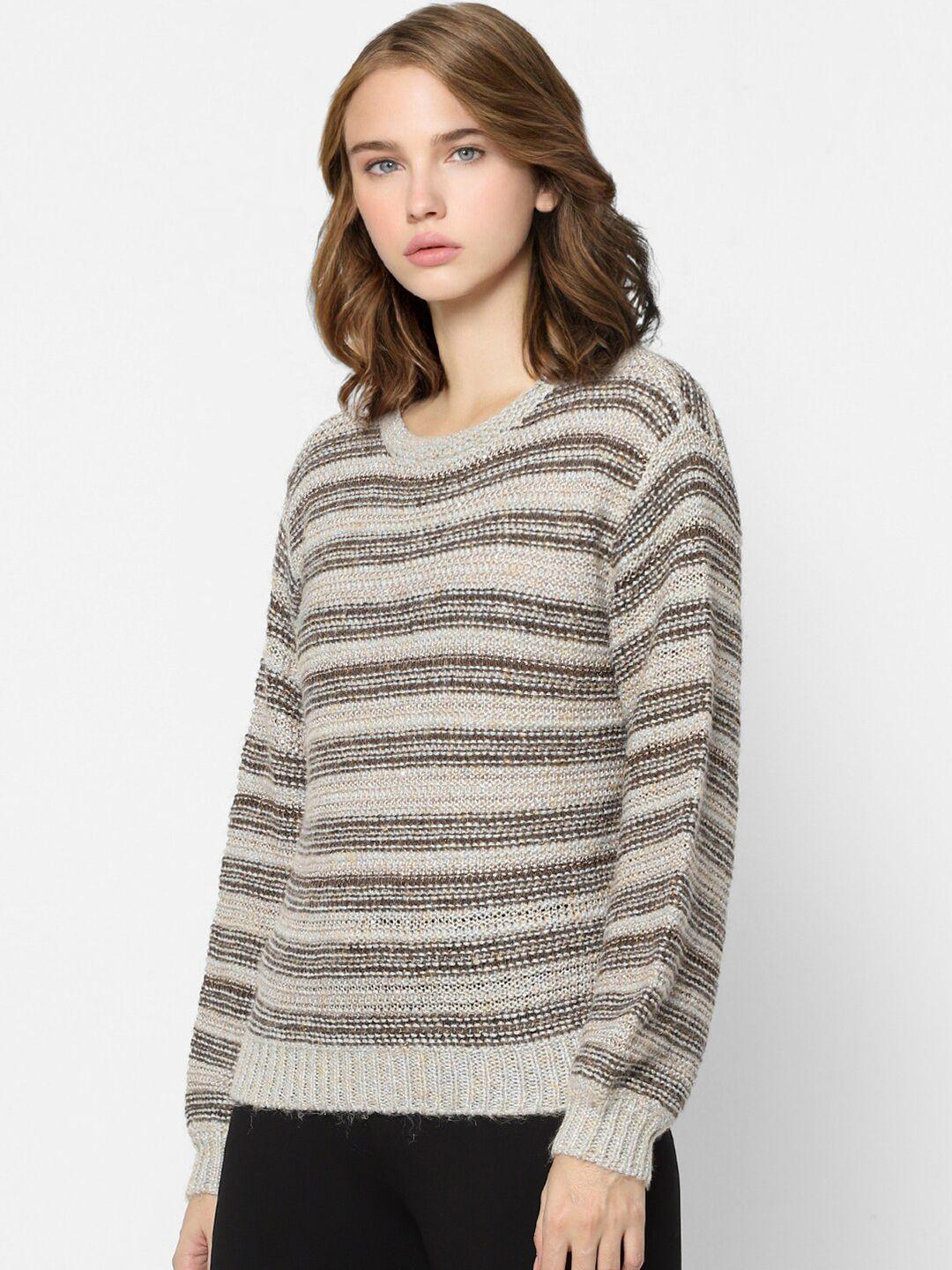 only women grey striped pullover