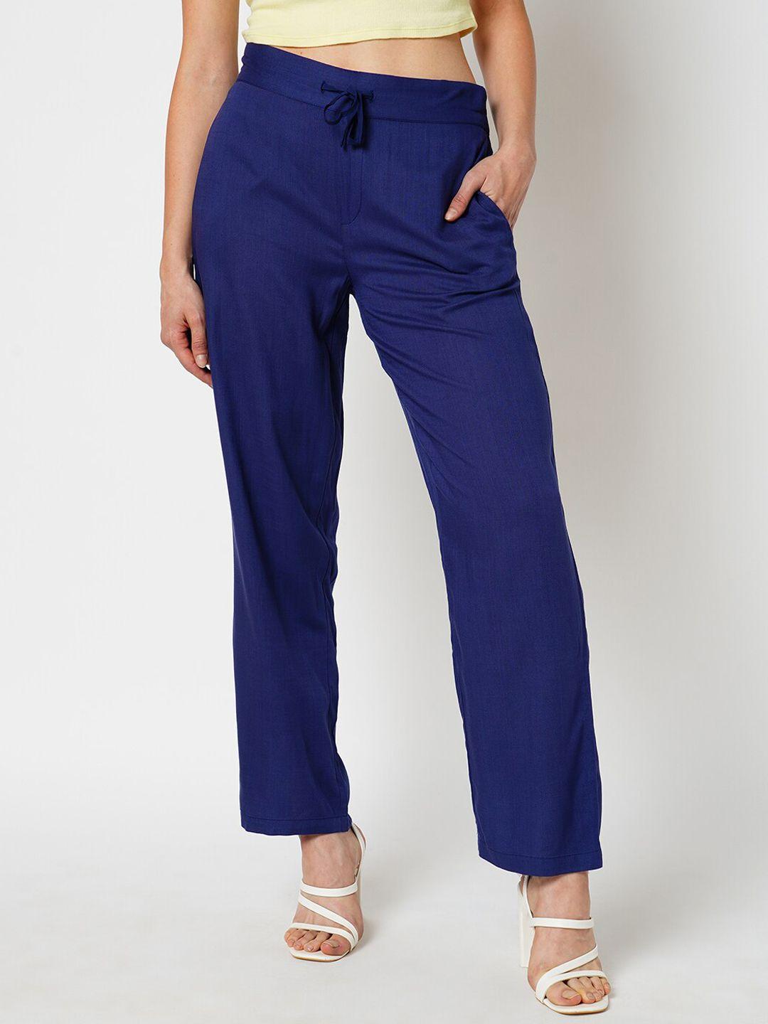 only women high-rise regular fit pure cotton trousers