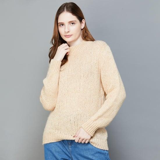 only women knit mock neck sweater