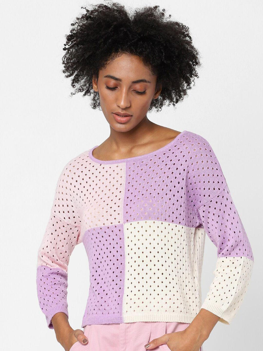 only women lavender & white pullover