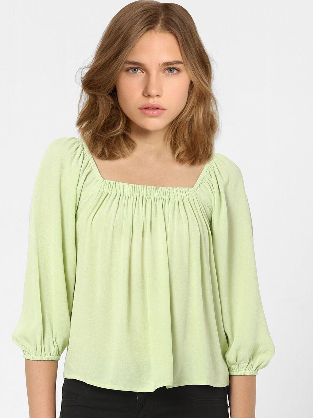 only women lime green regular top